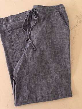 Joe Fresh Linen Pants Pull On Drawstring Blue